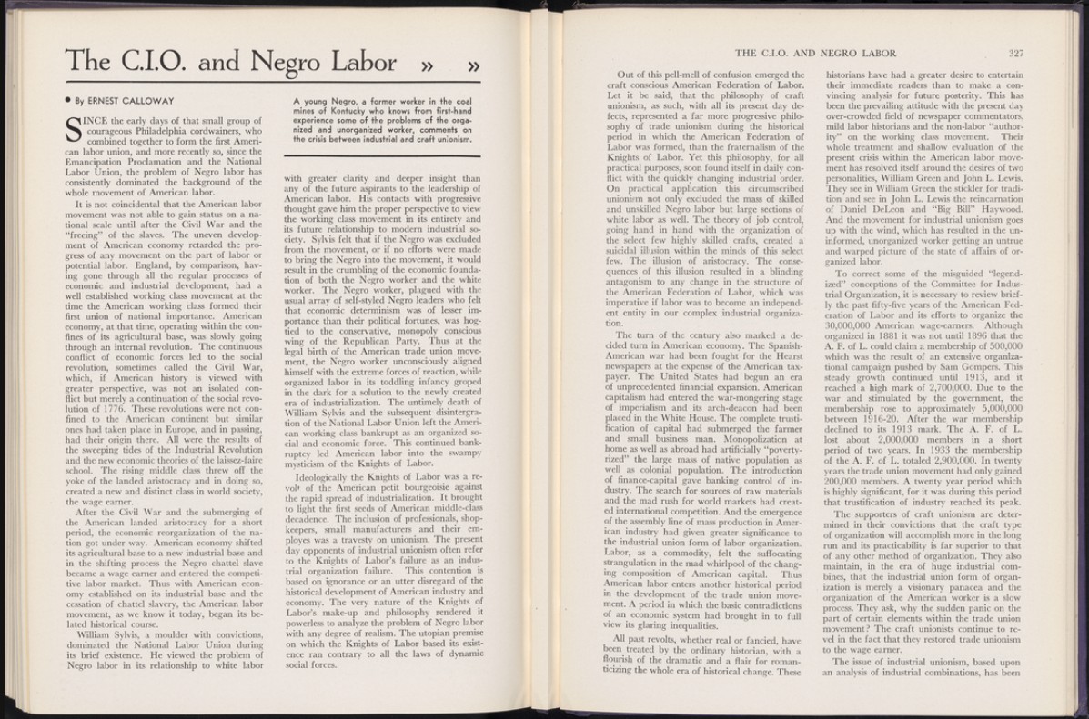 The C.I.O. and Negro Labor